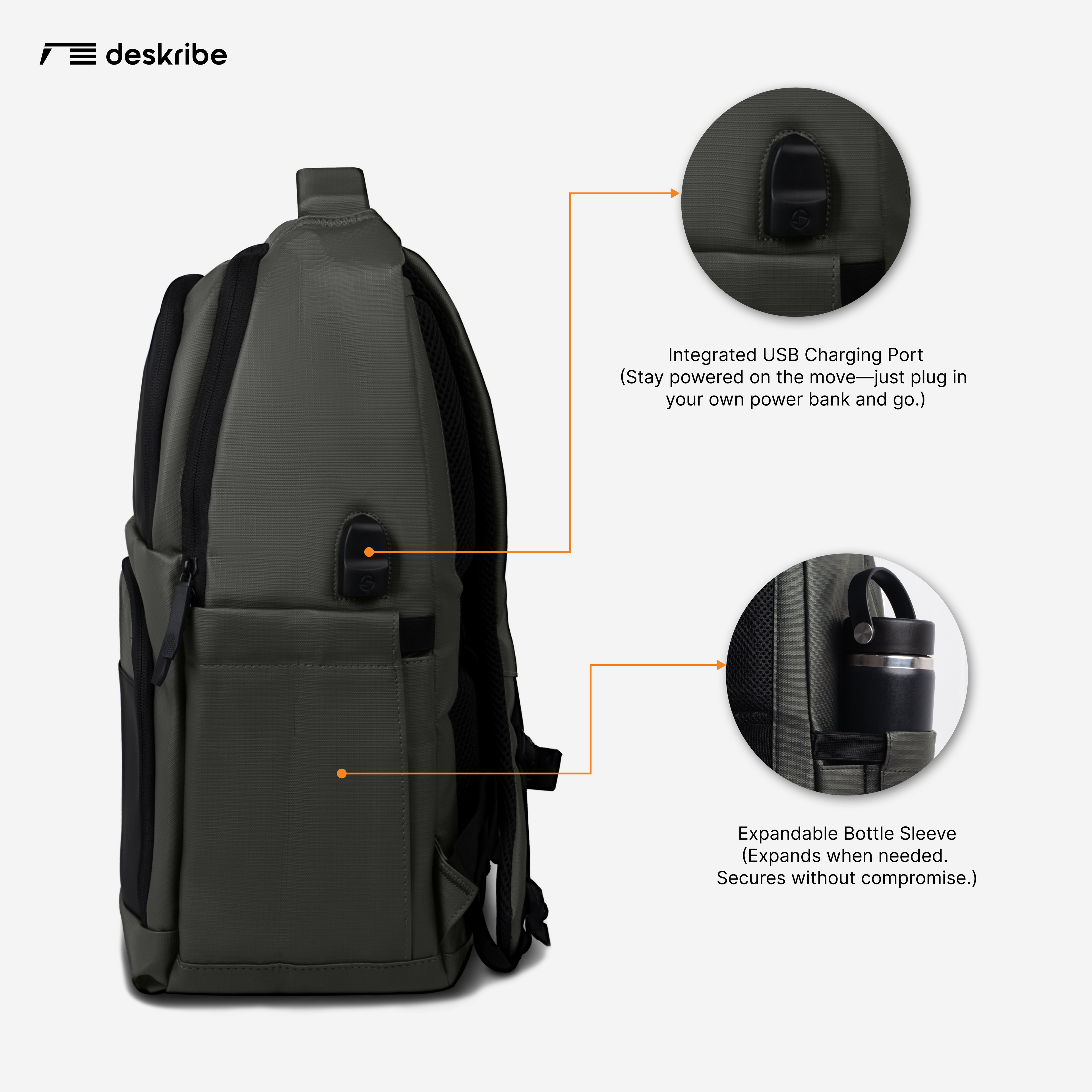 backpack just for laptop Linea Laptop Backpack (Green) – deskribe